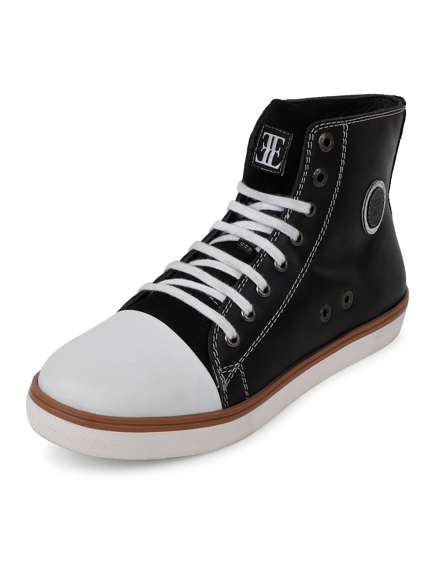 Ezok Black Lace-ups Leather Sneakers For Men